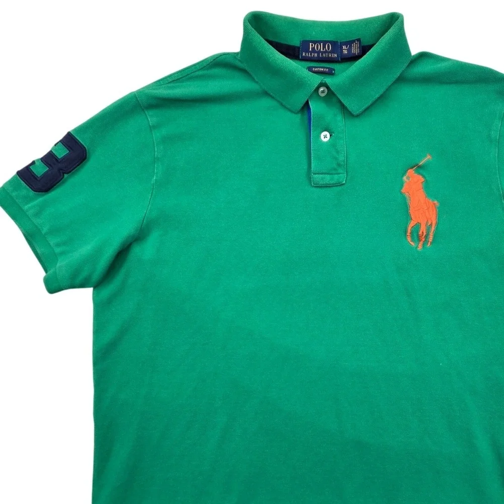 Polo Ralph Lauren Custom Fit Polo Shirt Big Pony #3 Green Mens XL